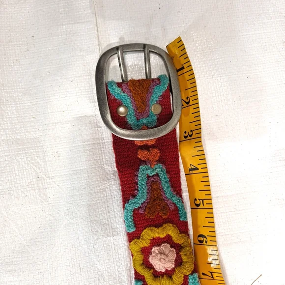 Jenny Krauss Red Wool Floral Embroidered Belt